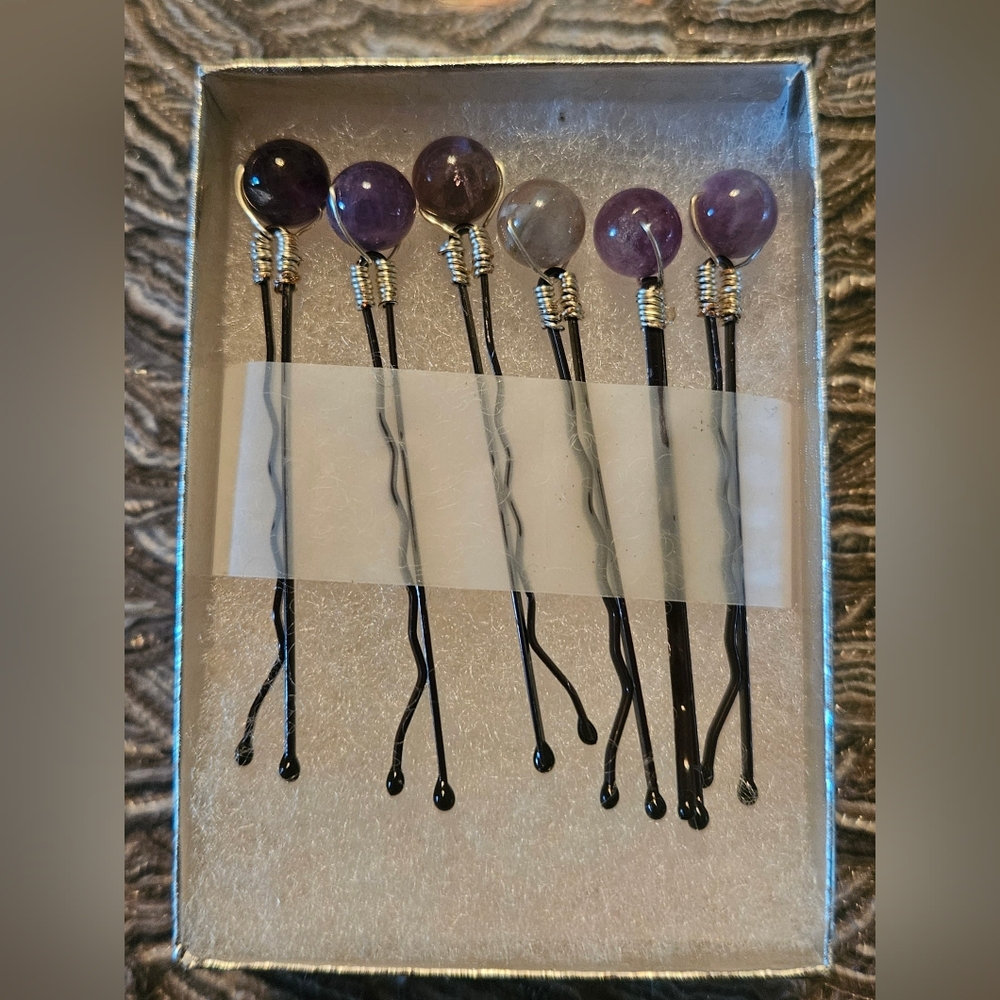 6 Gorgeous Gemstone Beaded Hairpins - Picture 3 of 4